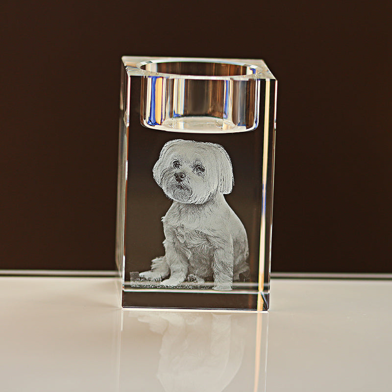 Bougeoir En Cristal 2D/3D Personnalisé Avec Gravure Laser
