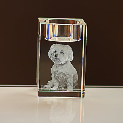 Bougeoir En Cristal 2D/3D Personnalisé Avec Gravure Laser
