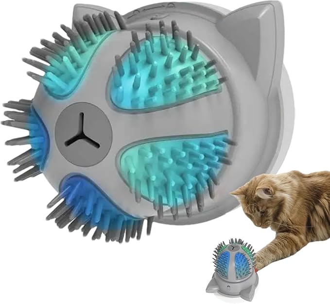 Brosse Électrique Automassante pour Chats avec Compartiment Catnip et Double Alimentation Électrique