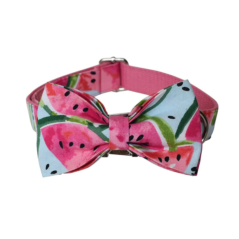 Collier De Chien Avec Noeud Et Laisse En Forme De Pastèque - Réglable Et Confortable