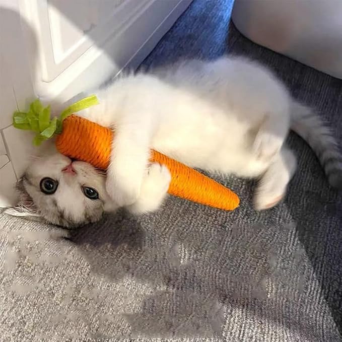 Carotte à Gratter pour Chats - Jouet Interactif en Sisal pour les Tigres de Salon Joueurs