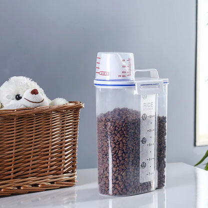 Réservoir Étanche Pour Le Riz Et Les Aliments Secs Avec Gobelet Doseur Et Poignée De Transport