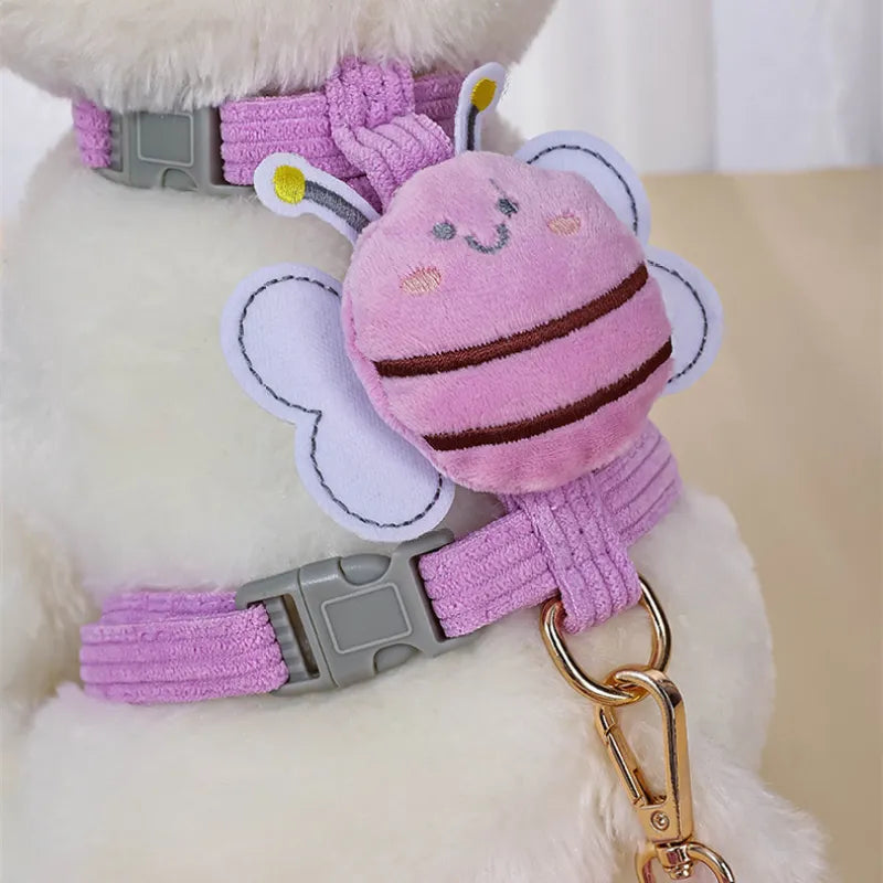 Adorable Harnais Pour Chien Avec Motif D' Abeilles - Laisse Ajustable