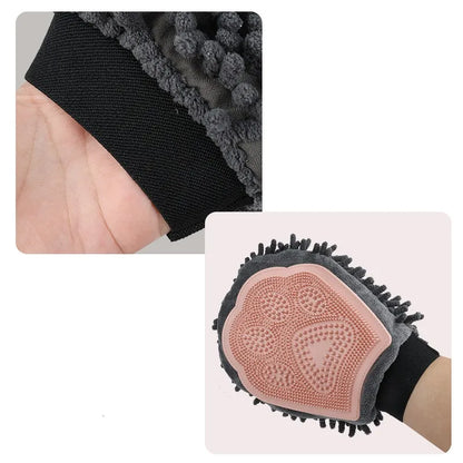 Gant de Toilettage 2 en 1 en Microfibre et Silicone - Massage Doux et Épilation Efficace pour Chiens et Chats
