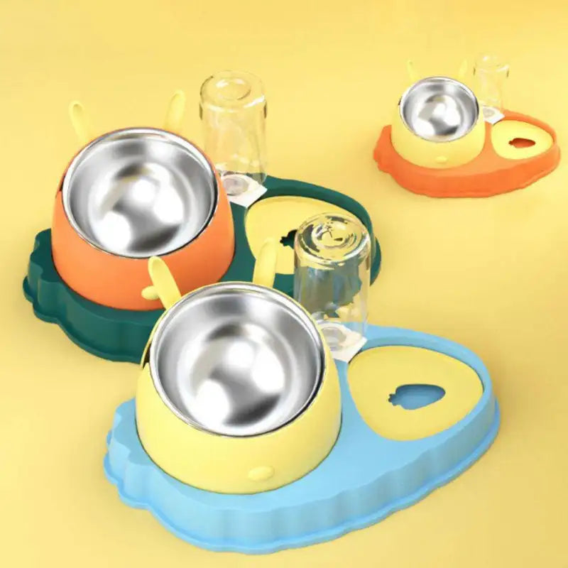 Animal de Compagnie Station Alimentaire avec Distributeur D' Eau - Mangeoire Mignonne pour Chiens et Chats