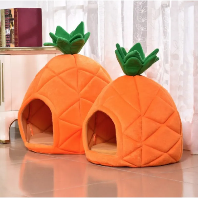 Notre Niche pour Chats au Design Ananas - Niche Douillette pour les Chats et les Petits Chiens
