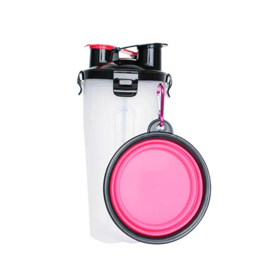 Bouteille Portable D' Eau et de Nourriture 2 en 1 pour Animaux Domestiques