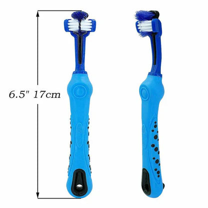 Brosse à Dents pour Chiens à 3 Têtes - Nettoyage Efficace pour des Dents Saines