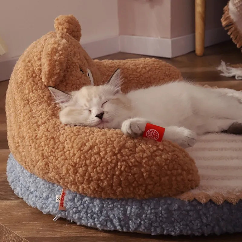 Lit Douillet En Forme D' Ours Pour Chats Et Petits Chiens Avec Dossier
