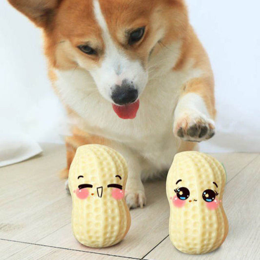 Jouets pour Chiens en Forme de Cacahuète - Jouet à Mâcher avec Trou Sonore pour Chiens