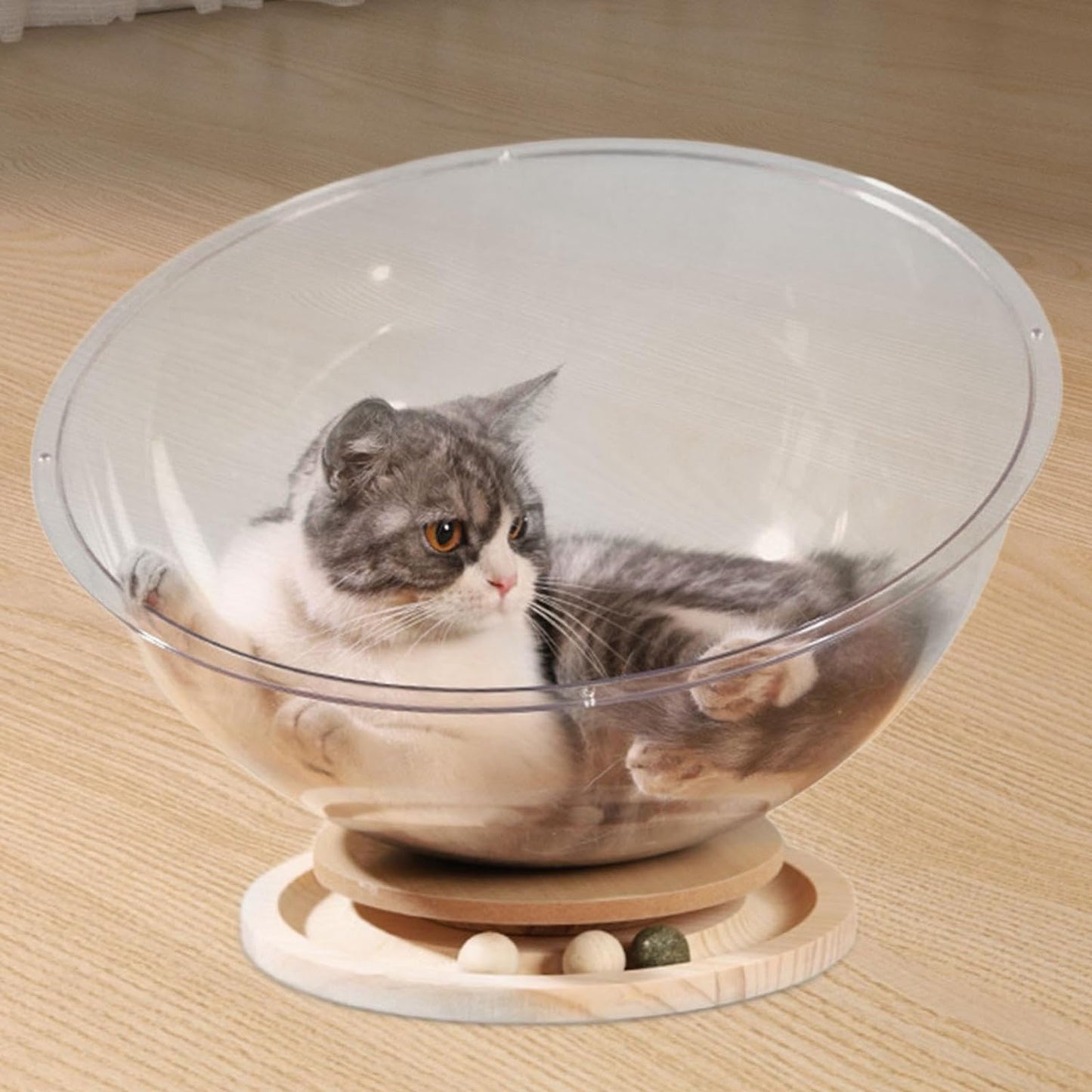 Boule Confortable Pour Chats Avec Station De Jeu Intégrée