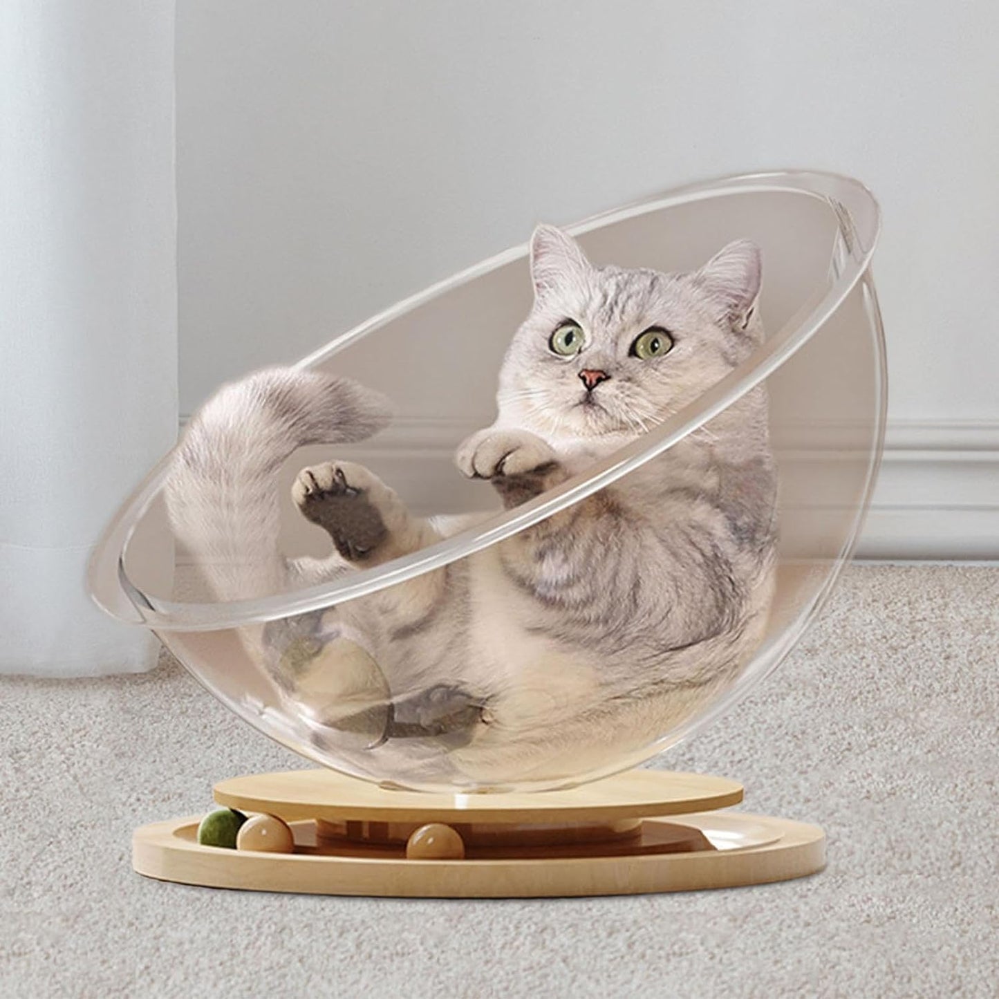 Boule Confortable Pour Chats Avec Station De Jeu Intégrée