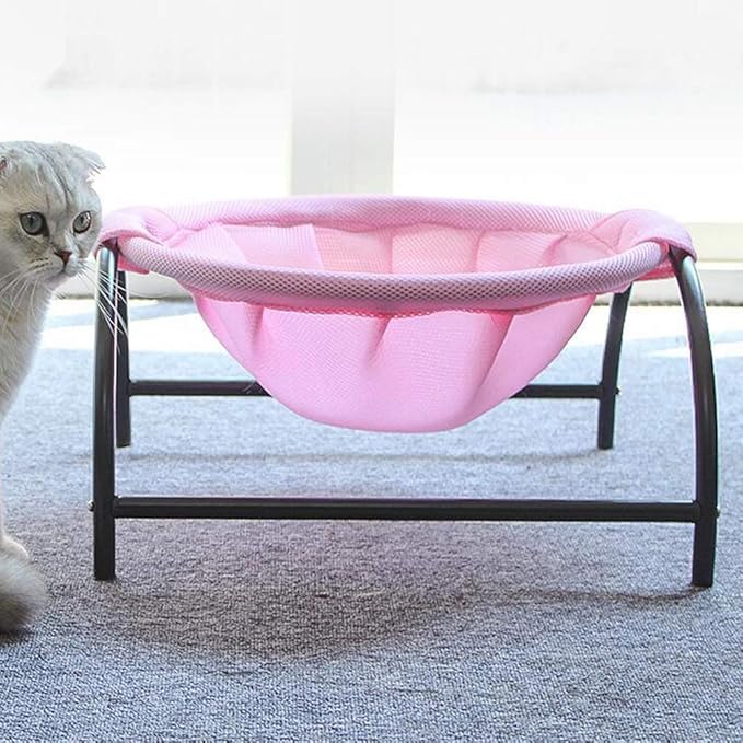 Hamac pour Chats - Lit pour Chats Respirant avec Support Métallique Stable pour des Pauses Confortables