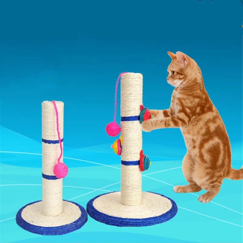 Pilier à Griffer pour Chats avec Jouets Multicolores - Arbre à Chat en Sisal avec Balles et Animaux