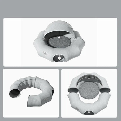 Lit Douillet pour Chats et Petits Chiens avec Toit Amovible et Jouets