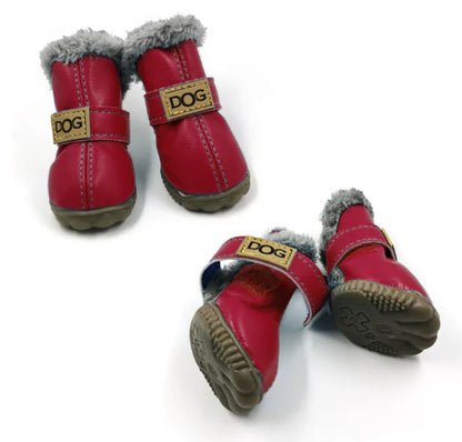 Bottes D'hiver Pour Chien En Look Cuir Douillettes