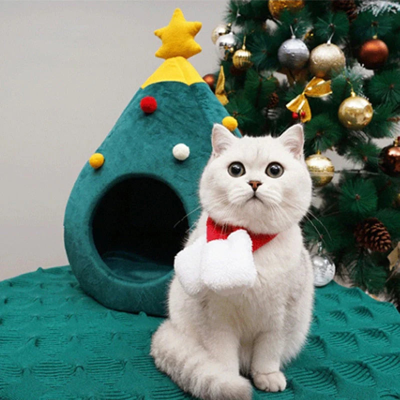 Lit Pour Chat En Forme De Sapin De Noël