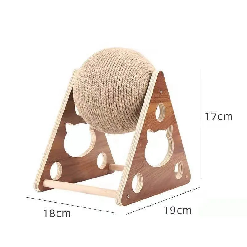 Arbre à Chat Boule à Gratter 360 ° - Arbre à Chat Innovant avec Boule de Sisal Pivotante Châssis en Bois Solide