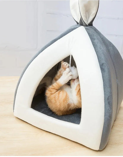 Confortable et Douillet - Lit pour Chat en Forme de Grotte avec Balle de Jeu