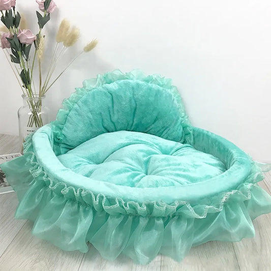 Lit Pour Chat Avec Volant De Tulle Et Nœud Pour Un Repos Stylé