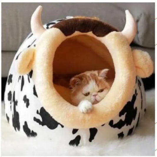 Lit Pour Chat Design Vache Avec Oreilles Et Cornes Pour Un Repos Confortable