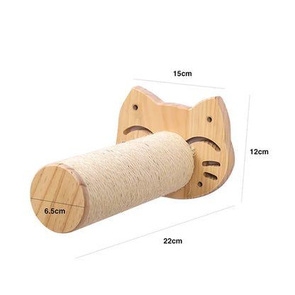 Planche à Gratter Murale pour Chats en Bois dans un Design de Tête de Chat - Lieu de Repos Confortable et Jouet
