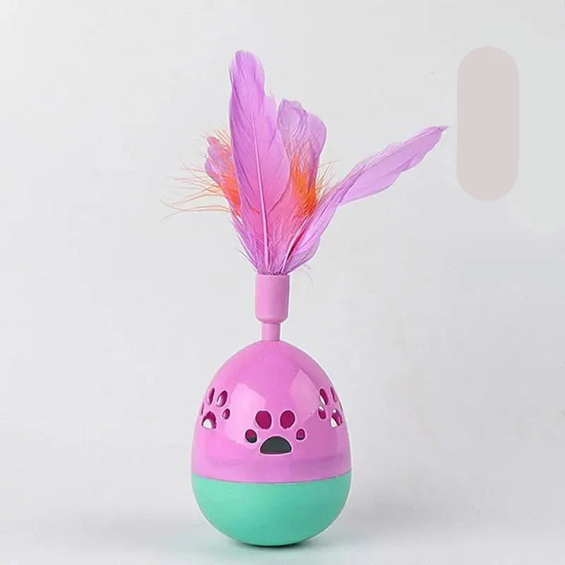 Jouets Interactifs pour Chats avec Plumes - Jouets en Forme de Boule Colorée pour Chats