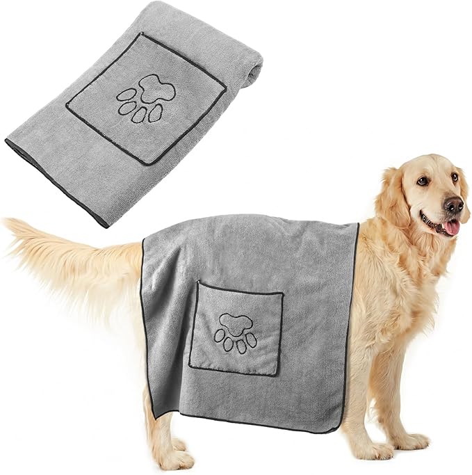 Serviette Microfibre Pour Animaux Domestiques Avec Poches Intégrées