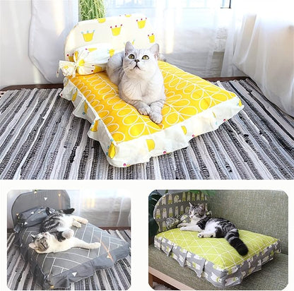 Lit pour Chat avec Dossier - Lit Confortable pour Animaux de Compagnie avec Coussin pour Chats et Petits Chiens