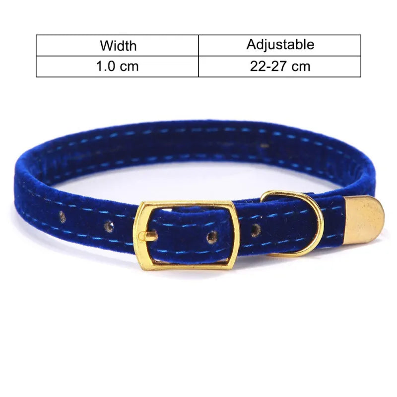 Collier Pour Chat En Velours Avec Boucle Dorée - Réglable Et Élégant