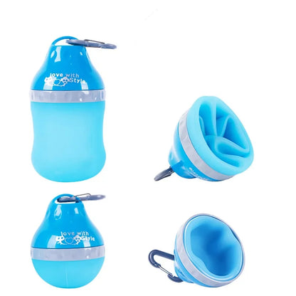 Gourde Portable Pour Animaux Domestiques Avec Écuelle Intégrée Et Mousqueton