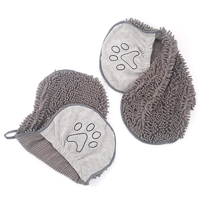 Gant Absorbant pour Chien avec Patte Brodée pour un Séchage Rapide