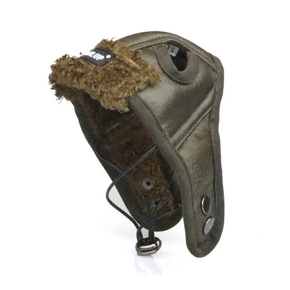 Couvre-oreilles D' Hiver En Cuir Avec Doublure Douce