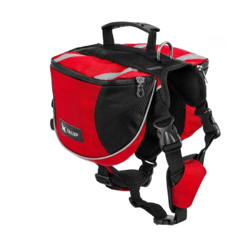 Sac À Dos Pour Chiens Pour Activités De Plein Air - Réglable Et Étanche En Rouge Et Gris