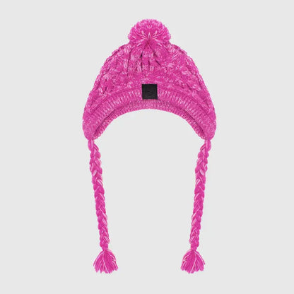 Casquette En Tricot Pour Animaux Domestiques Avec Pompon Et Pompons Torsadés En Rose