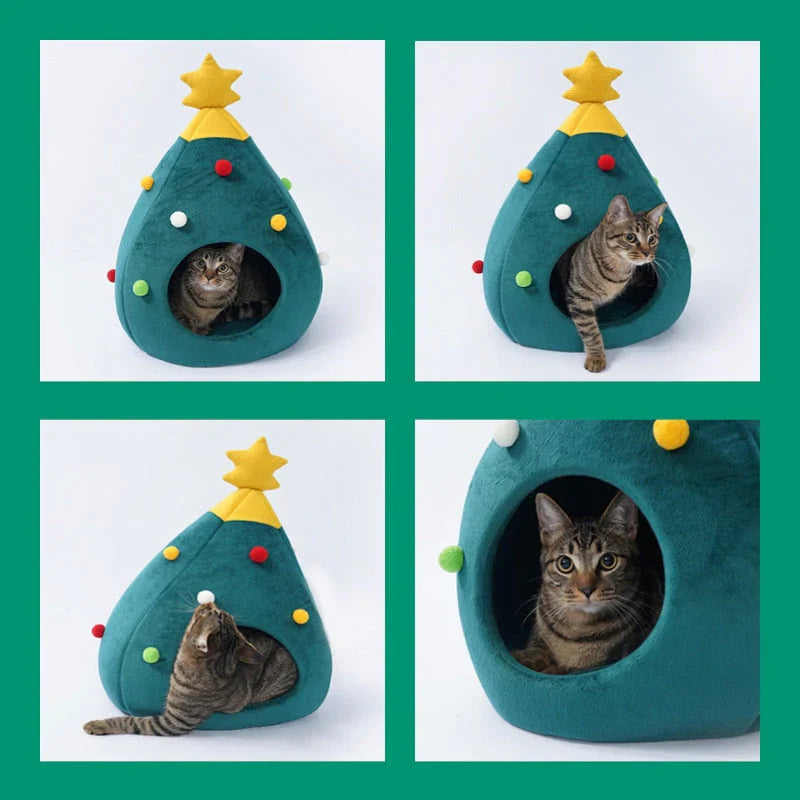 Lit Pour Chat En Forme De Sapin De Noël