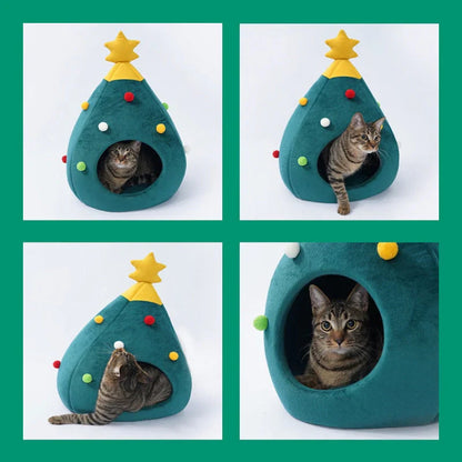 Lit Pour Chat En Forme De Sapin De Noël