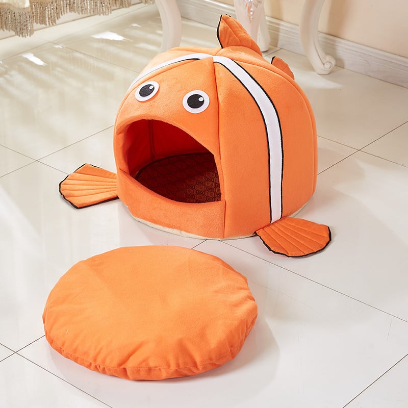 Notre Nid Douillet pour Chats au Design de Poisson - Lit Moelleux pour Chats pour des Pauses Confortables