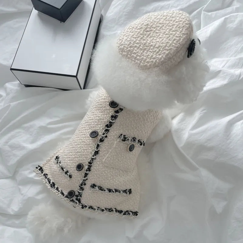 Collier De Chien Élégant Avec Un Petit Chapeau Chic Et Une Application De Fleurs - Design À La Mode Pour Ton Compagnon À Quatre Pattes