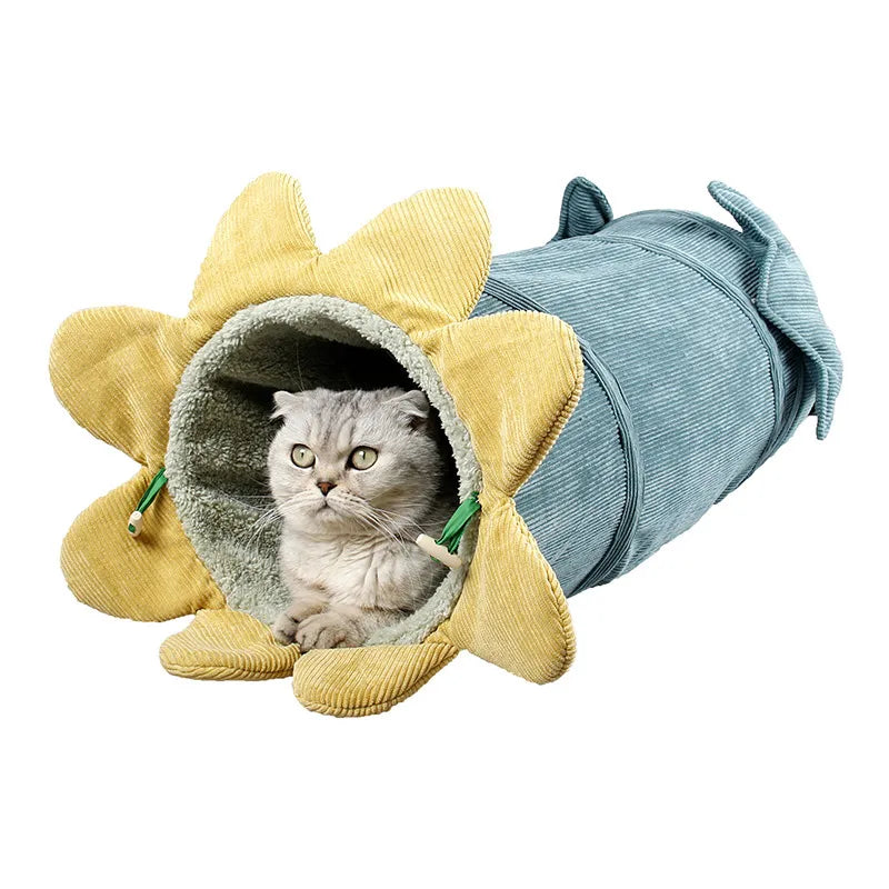 Tunnel pour Chats en Forme de Fleur - Tunnel de Jeu Souple pour Chats