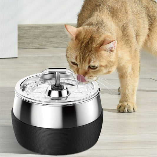 Fontaine en Acier Inoxydable de 3l pour Chiens et Chats - Distributeur D' Eau Silencieux avec Double Sortie