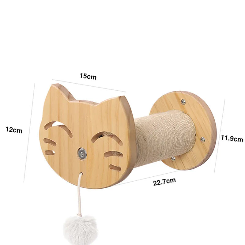Planche à Gratter Murale pour Chats en Bois dans un Design de Tête de Chat - Lieu de Repos Confortable et Jouet
