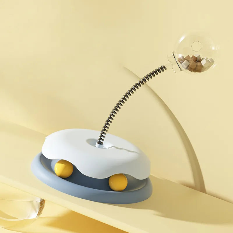 Jouet Interactif pour Chats avec Distributeur de Friandises et Barre Flexible