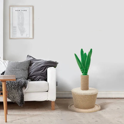 Arbre à Chat Plante - Tronc à Griffer avec Sisal et Feuilles Souples , Meuble pour Faire Ses Griffes à la Maison