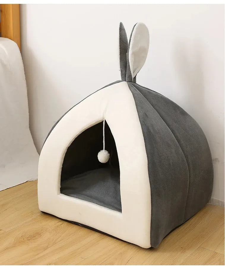 Confortable et Douillet - Lit pour Chat en Forme de Grotte avec Balle de Jeu