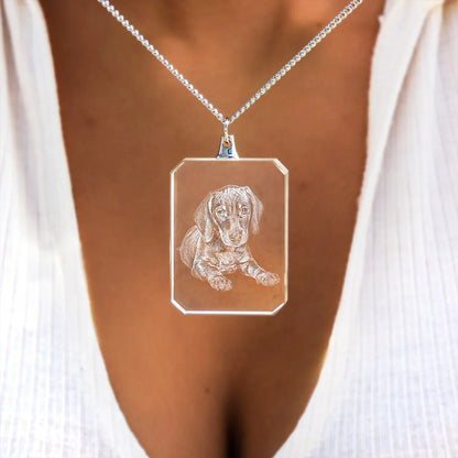 Collier Photo Personnalisé 2D/3D En Cristal En Forme De Carré
