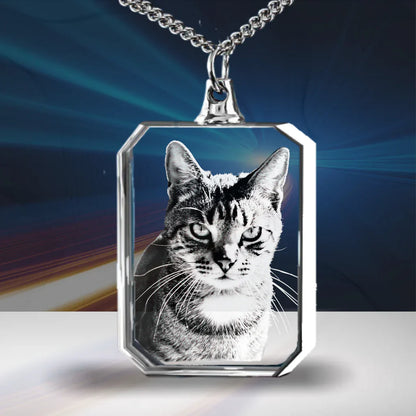 Collier Photo Personnalisé 2D/3D En Cristal En Forme De Carré