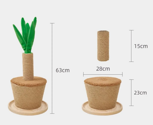Arbre à Chat Plante - Tronc à Griffer avec Sisal et Feuilles Souples , Meuble pour Faire Ses Griffes à la Maison
