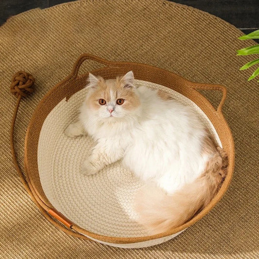 Lit Pour Chat En Corde De Coton Tissé À La Main