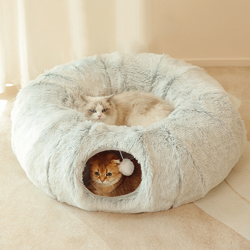 Tunnel en peluche pour chats Lit de jeu